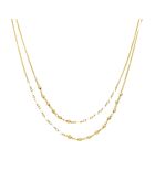 Collier double chaînes en Argent doré & Quartz blanc