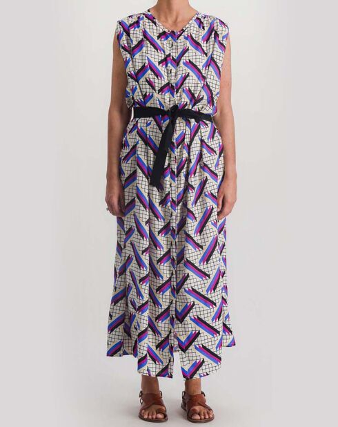 Robe Naomie Imprimée 4 Bandes blanc/multicolore