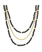 Collier triples chaînes doré en Argent doré & Spinelle noire