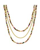 Collier triples chaînes doré en Argent doré & Tourmaline
