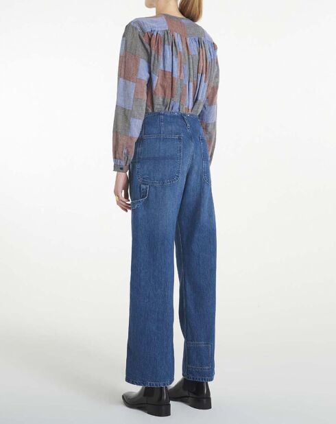 Blouse Cigar Patchwork bleue