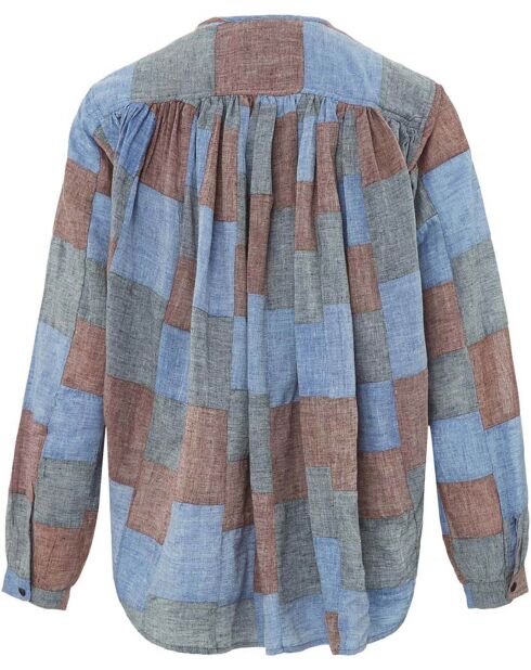 Blouse Cigar Patchwork bleue