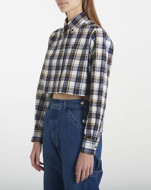 Chemise Croppée Marta Carreaux écru/multicolore