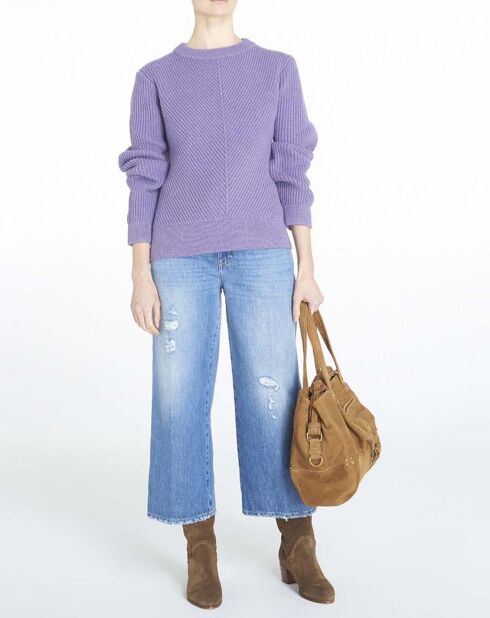 Pull 100% Laine d'Agneau Epinard violet
