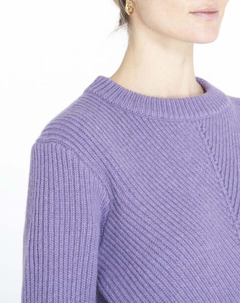 Pull 100% Laine d'Agneau Epinard violet
