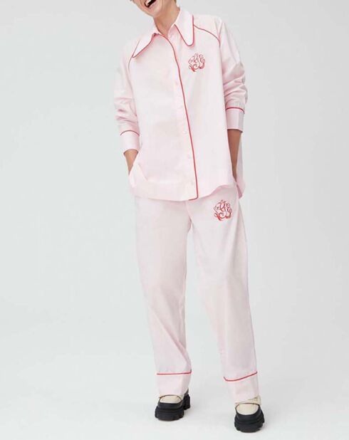 Pantalon Popeline de Coton rose