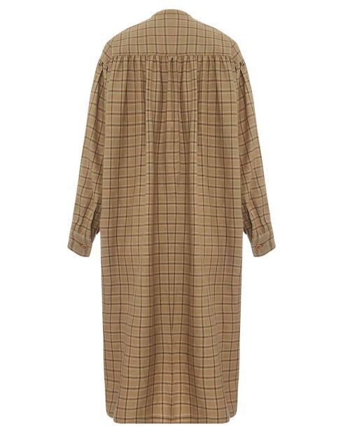 Beige noedeljurk van katoen en wol met ruiten
