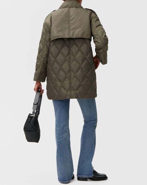 Blouson Long Matelassé Ripstop Polyester Recyclé vert kaki