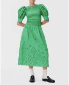 Robe Smockée Broderie Anglaise Coton Bio verte