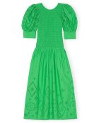Robe Smockée Broderie Anglaise Coton Bio verte