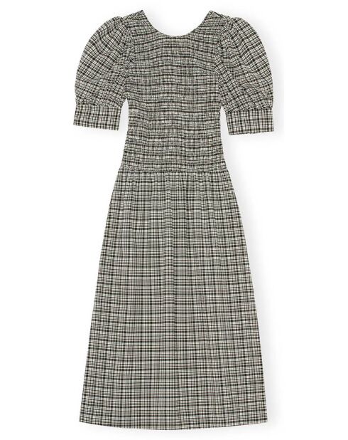 Robe Smockée Seersucker noire