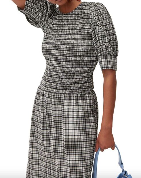 Robe Smockée Seersucker noire