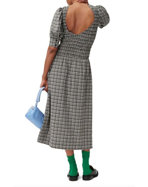 Robe Smockée Seersucker noire