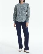 Blouse Topaz Popeline Imprimé Floral bleue
