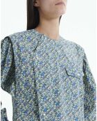 Blouse Topaz Popeline Imprimé Floral bleue
