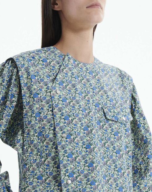 Blouse Topaz Popeline Imprimé Floral bleue