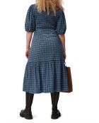 Robe à Carreaux Seersucker Crêpe de Coton bleue