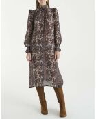 Robe Palissandre Soie Imprimée Cachemire écru/marron