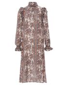 Robe Palissandre Soie Imprimée Cachemire écru/marron