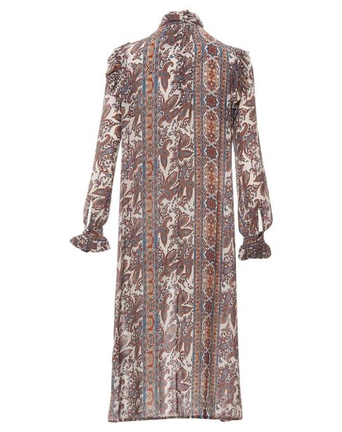 Bedrucktes Cashmere-Kleid aus Palisanderseide ecru/braun