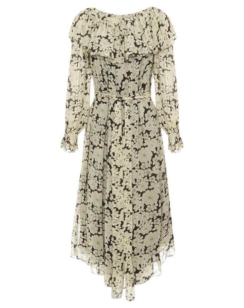 Robe Crayon Daisy Print Soie écrue