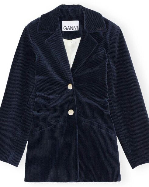 Veste Draped Velours Côtelé Coton Bio bleu nuit