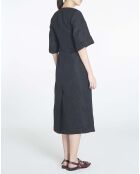 Robe Portefeuille à Perles noire