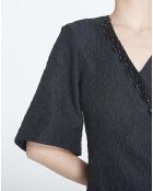 Robe Portefeuille à Perles noire