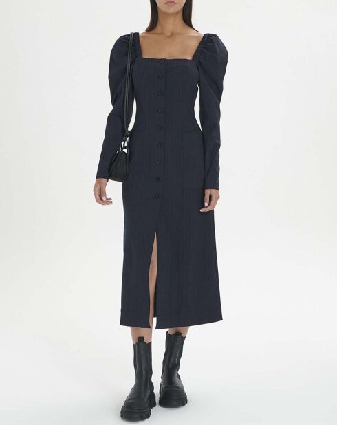Robe Stretch Rayures Matières Recyclées bleu marine