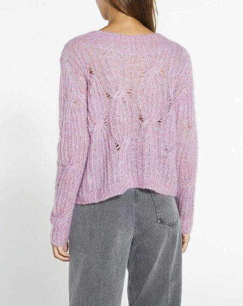 Pull Torsadé Mohair rose
