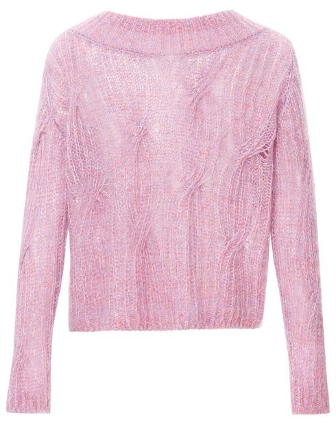 Pull Torsadé Mohair rose