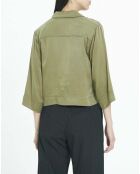 Chemise Crop Satin vert kaki
