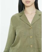 Chemise Crop Satin vert kaki