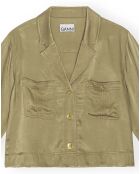 Chemise Crop Satin vert kaki