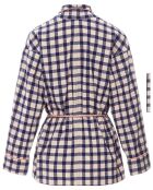 Kimono 100% Laine Carreaux bleu marine