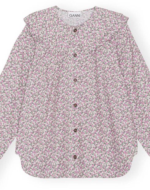 Blouse Double Col Imprimée Coton Bio rose