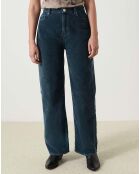 Pantalon François Velours Côtelé Fin bleu canard