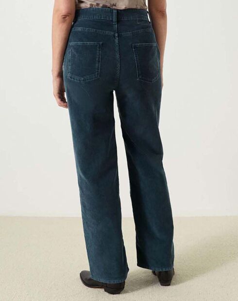 Pantalon François Velours Côtelé Fin bleu canard