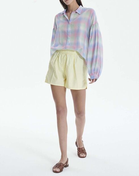 Blassgelbe Oxford-Baumwollshorts