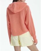 Pull Hoodie 100% Laine Côte Anglaise orange