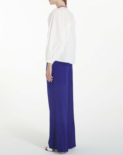 Pantalon Mannish Viscose Laine bleu électrique
