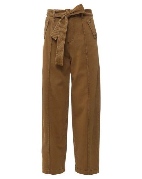Pantalon Ceinturé Raphia camel