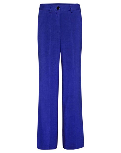 Pantaloni Mannish in lana viscosa blu elettrico