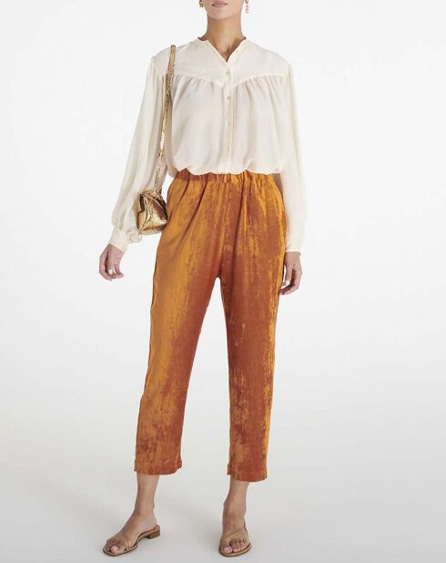 Pantalon Velours Fluide orange