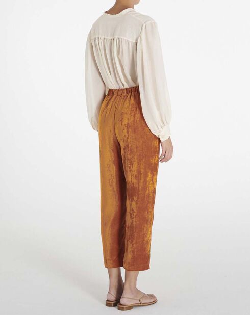 Pantalon Velours Fluide orange