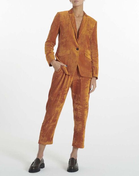 Pantalon Velours Fluide orange