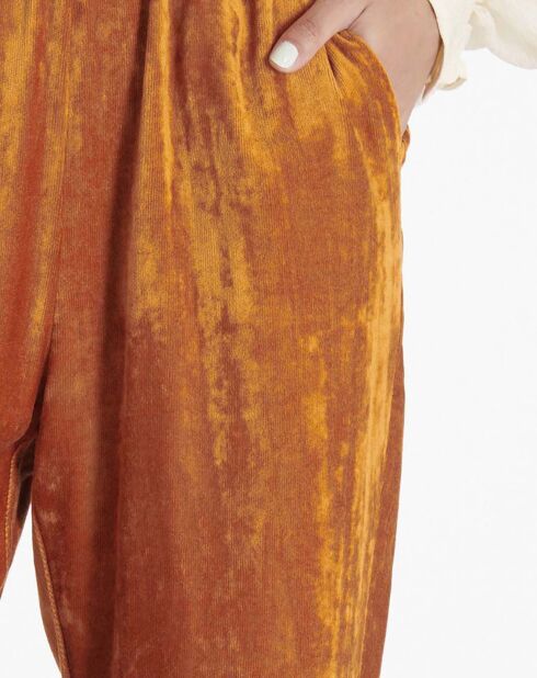 Pantalon Velours Fluide orange