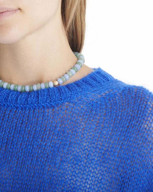 Blauer Pullover aus einer Mohairmischung