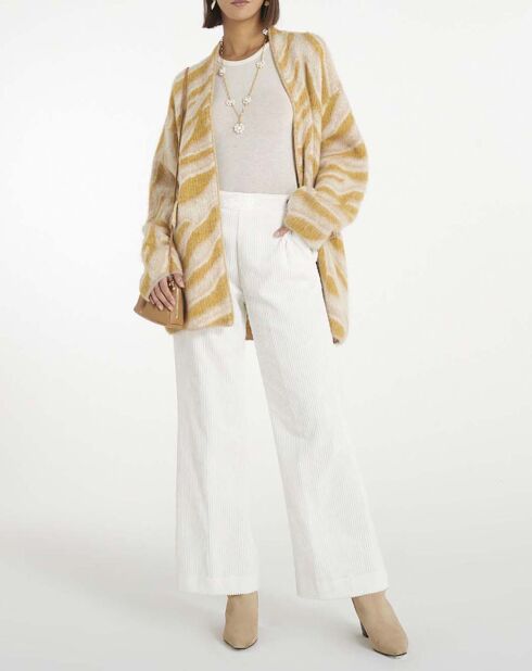 Pantalon Flare Velours Côtelé  blanc