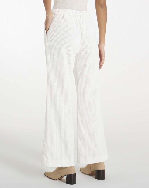 Pantalon Flare Velours Côtelé  blanc